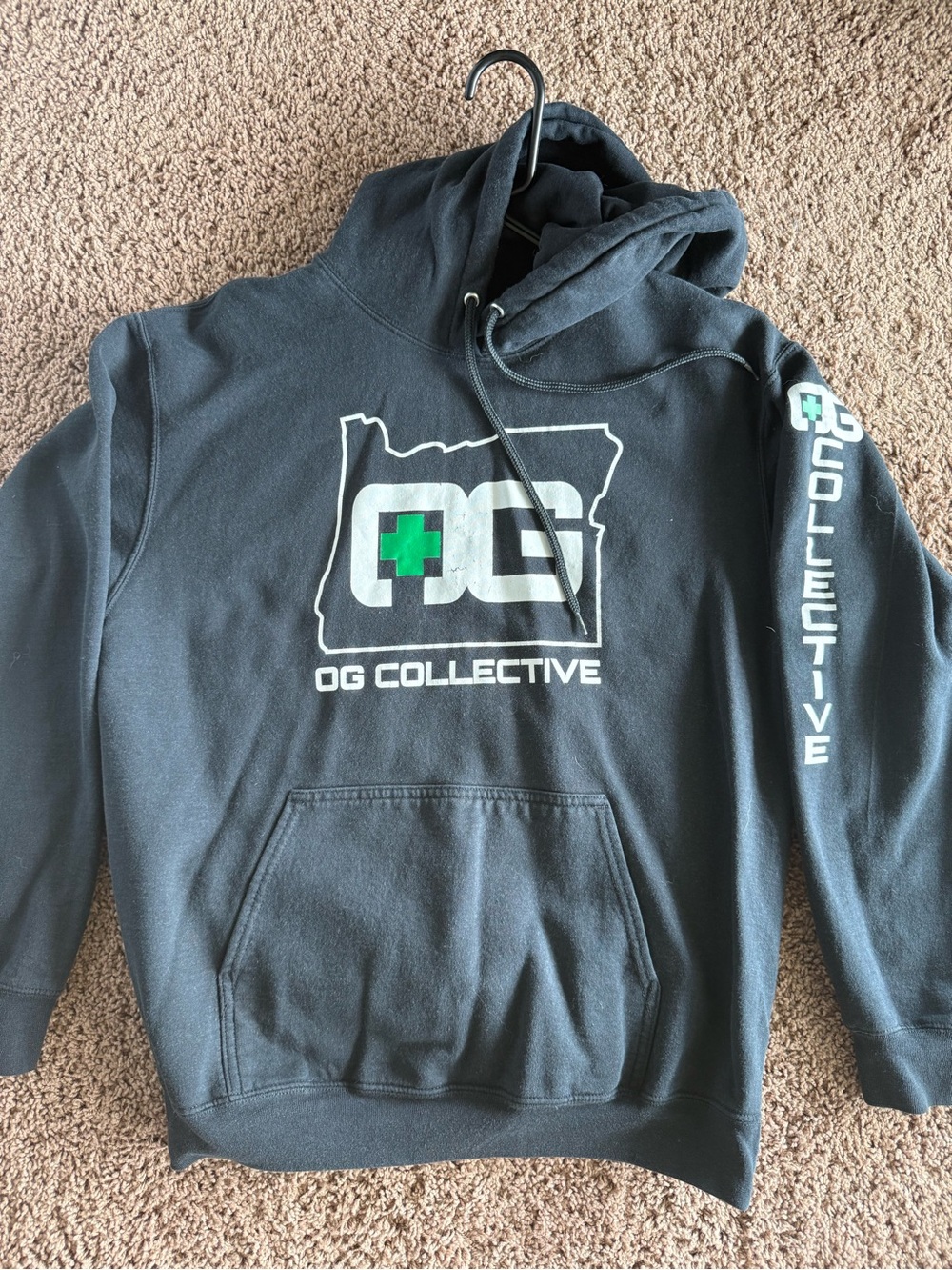 Oregon Dispensary Black Hoodie with Green Logo